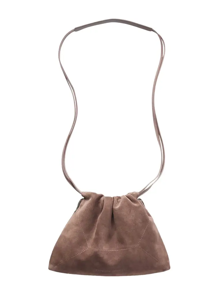 Brunello Cucinelli Bead-embellished Suede Shoulder Bag