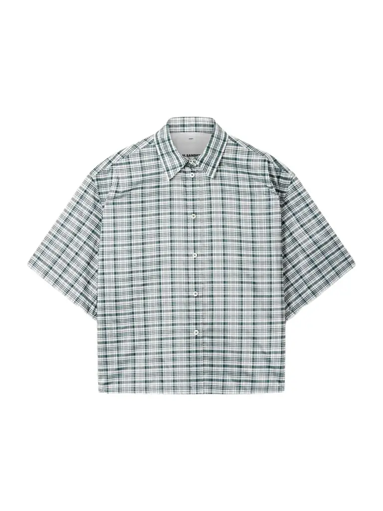 Jil Sander Cropped Checked Silk-blend Shirt
