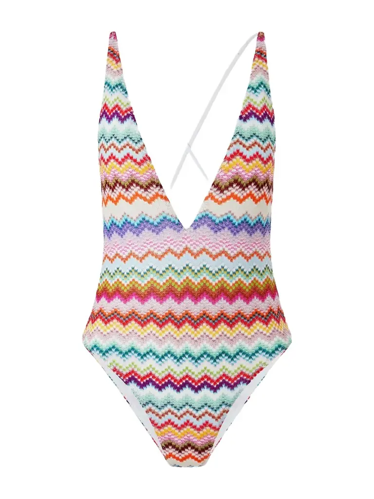 Missoni Mare Striped Metallic Crochet-knit Swimsuit