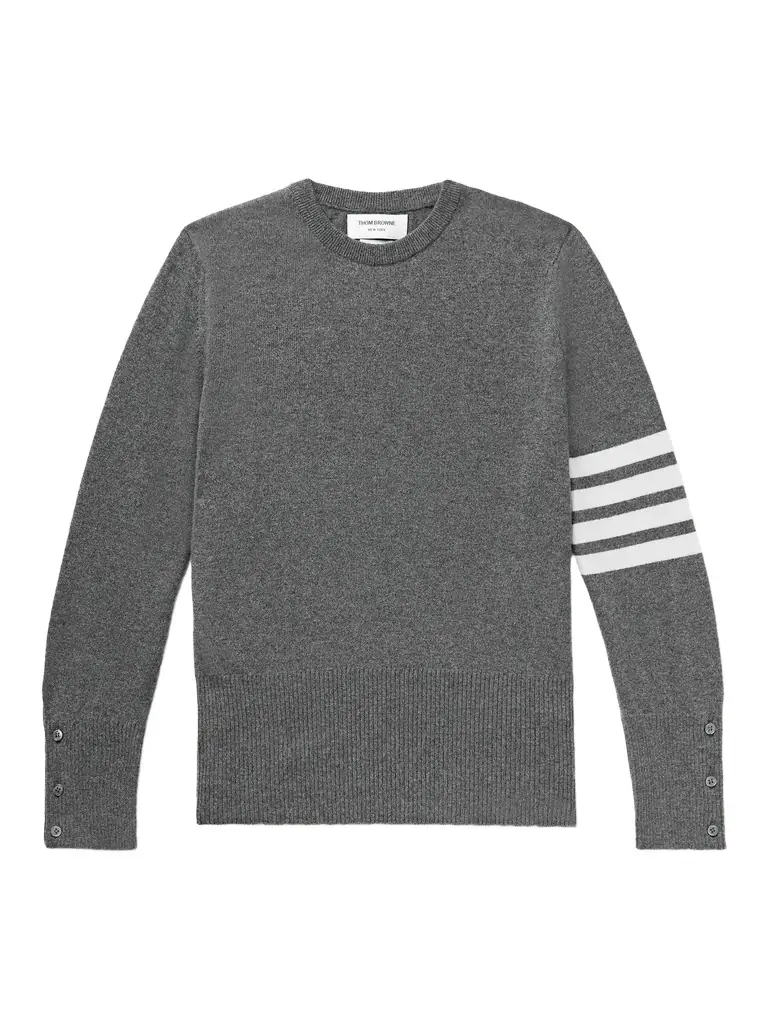 Thom Browne Slim-Fit Striped Grosgrain-Trimmed Cashmere Sweater - Men