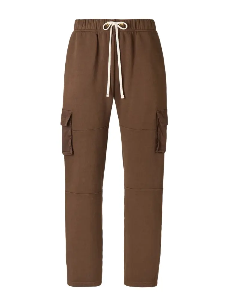 Les Tien Heavyweight Straight-Leg Structured-Fleece Cotton-Jersey Drawstring Cargo Trousers - Men