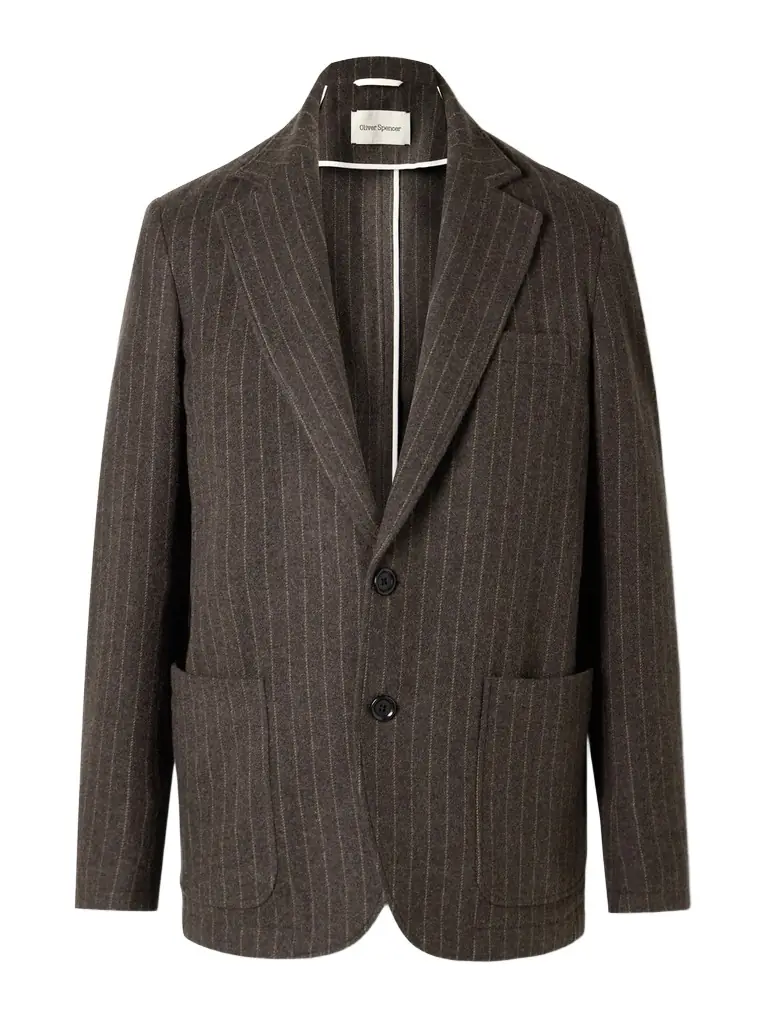 Oliver Spencer Westbury Pinstriped Wool-Felt Blazer - Men