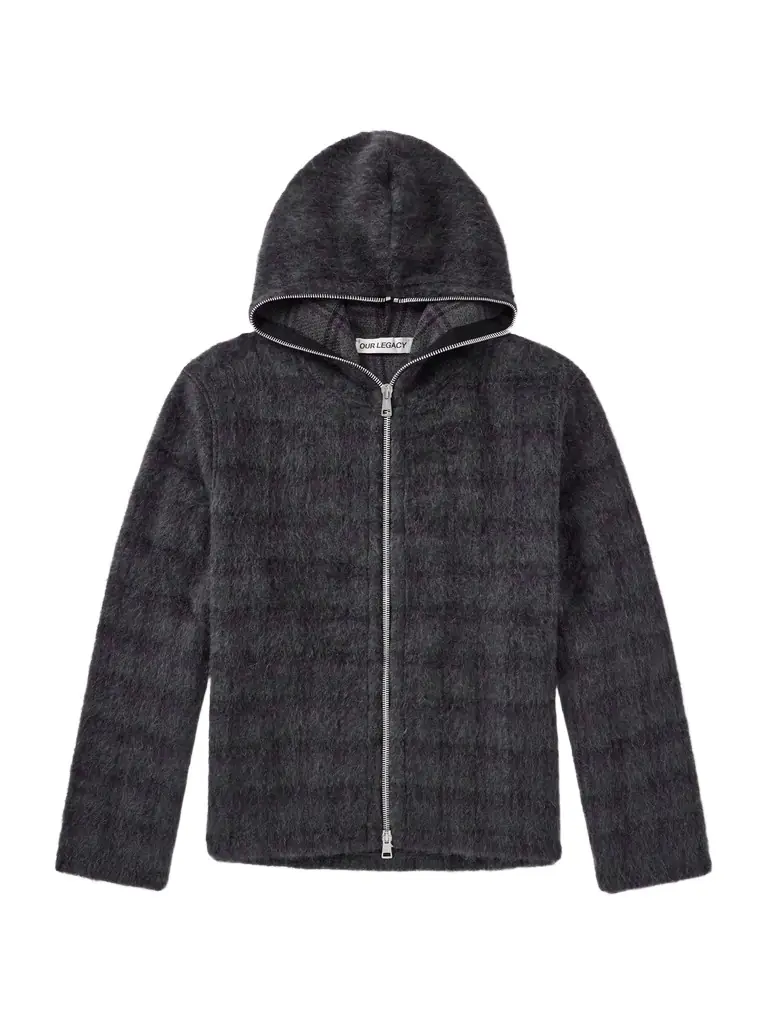 Our Legacy Checked Brushed Wool-Blend Zip-Up Hoodie - Men