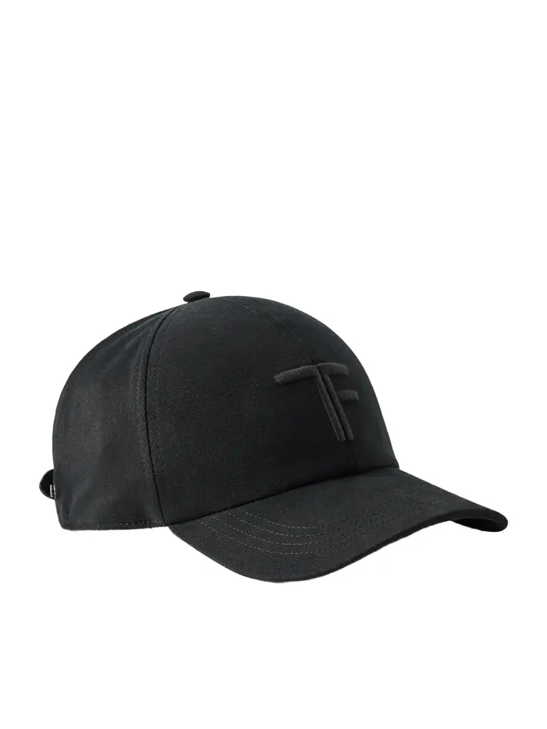 Tom Ford Logo-Embroidered Leather-Trimmed Cotton-Twill Baseball Cap - Men