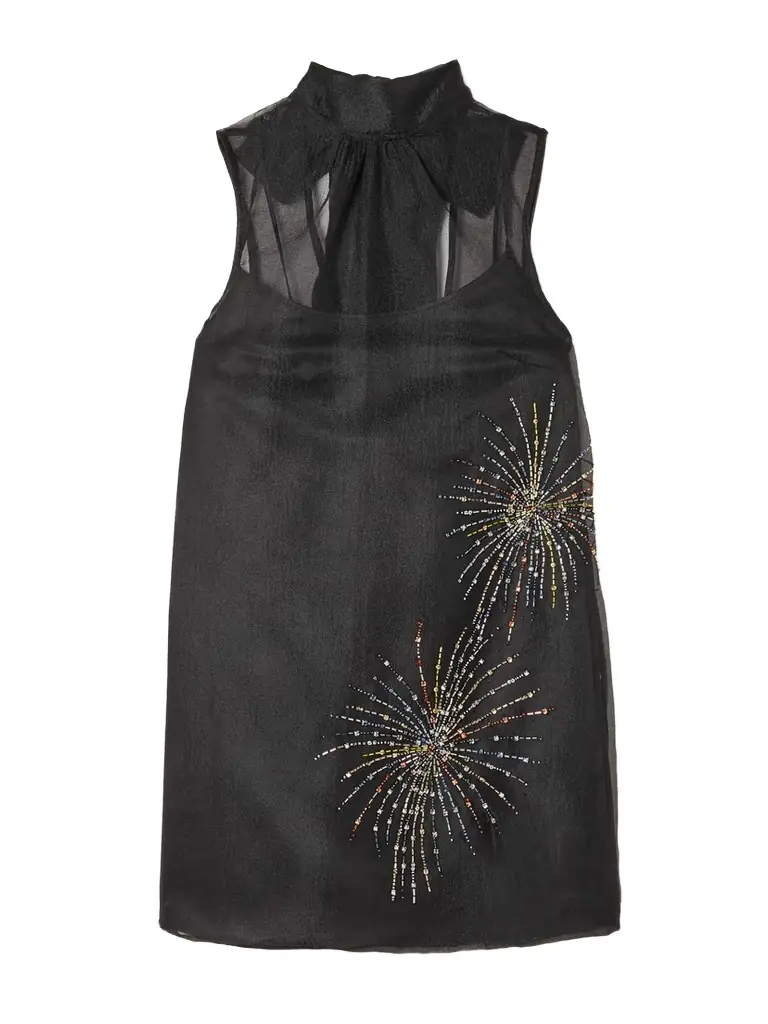 Staud Albee Embellished Organza Mini Dress