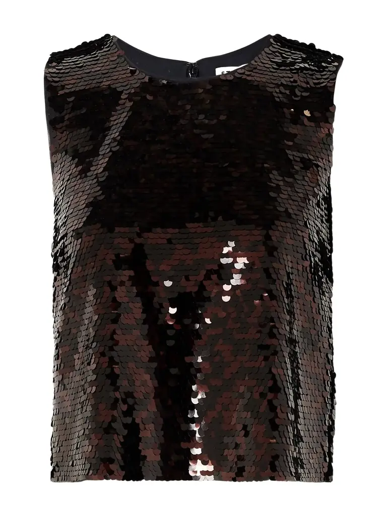 Staud Seraphina Sequined Tulle Top