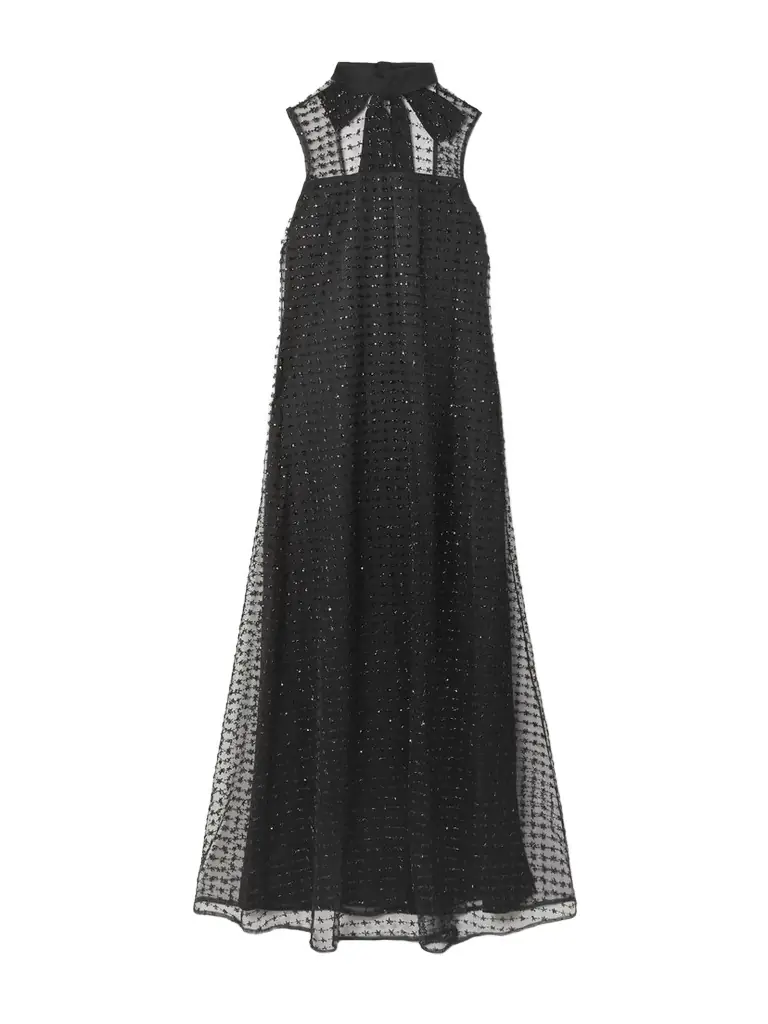 hawthorne maxi dress Hawthorne taffeta-trimmed maxi dress in black - Staud