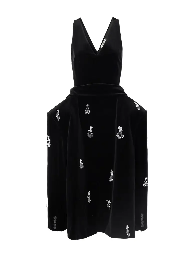 JW Anderson Embellished Padded Cotton-velvet Midi Dress