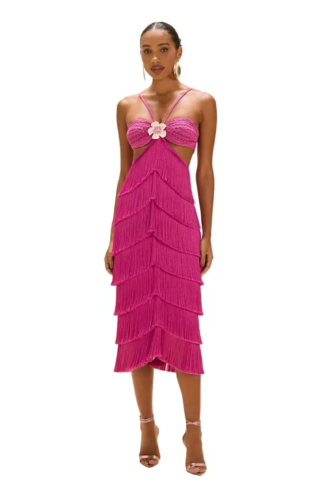 PatBo LYA FRINGE MIDI DRESS