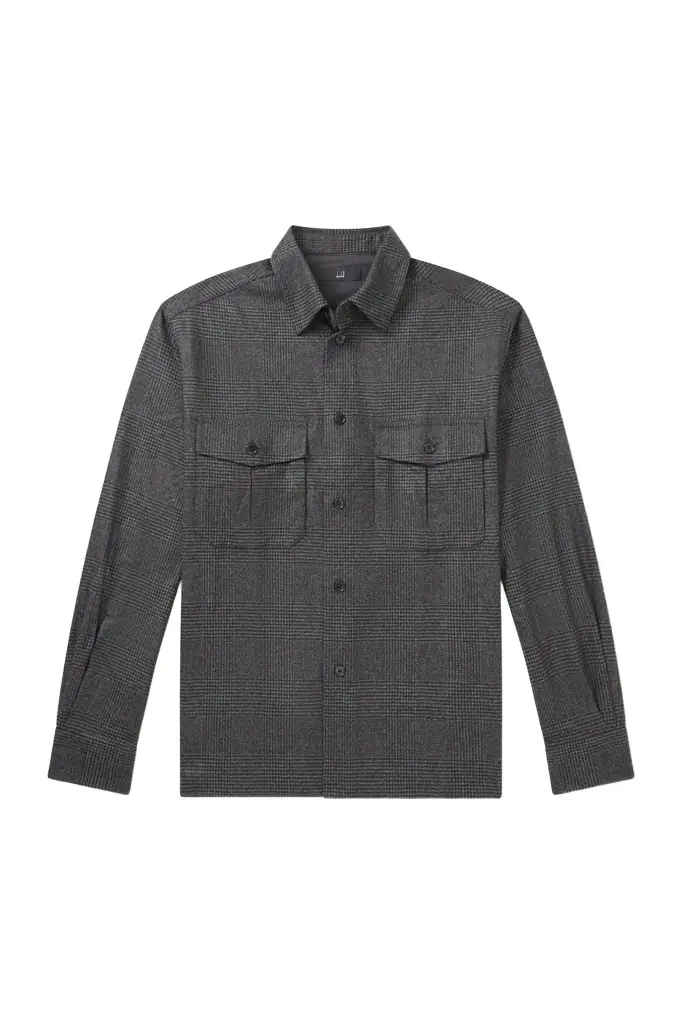 dunhill Prince of Wales Checked Wool and Cashmere-Blend Overshirt - Men