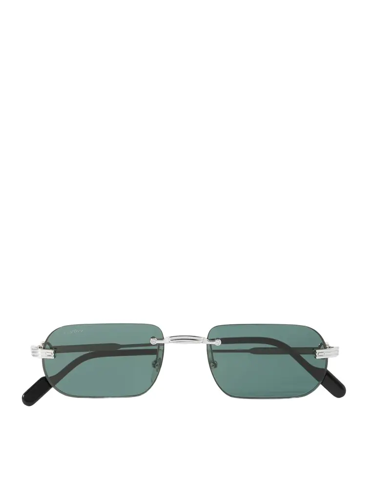 Cartier Eyewear Première De Cartier Square-Frame Rimless Acetate and Silver-Tone Sunglasses - Men