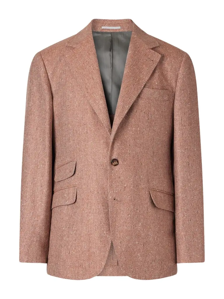 Brunello Cucinelli Herringbone Wool and Cashmere-Blend Blazer - Men