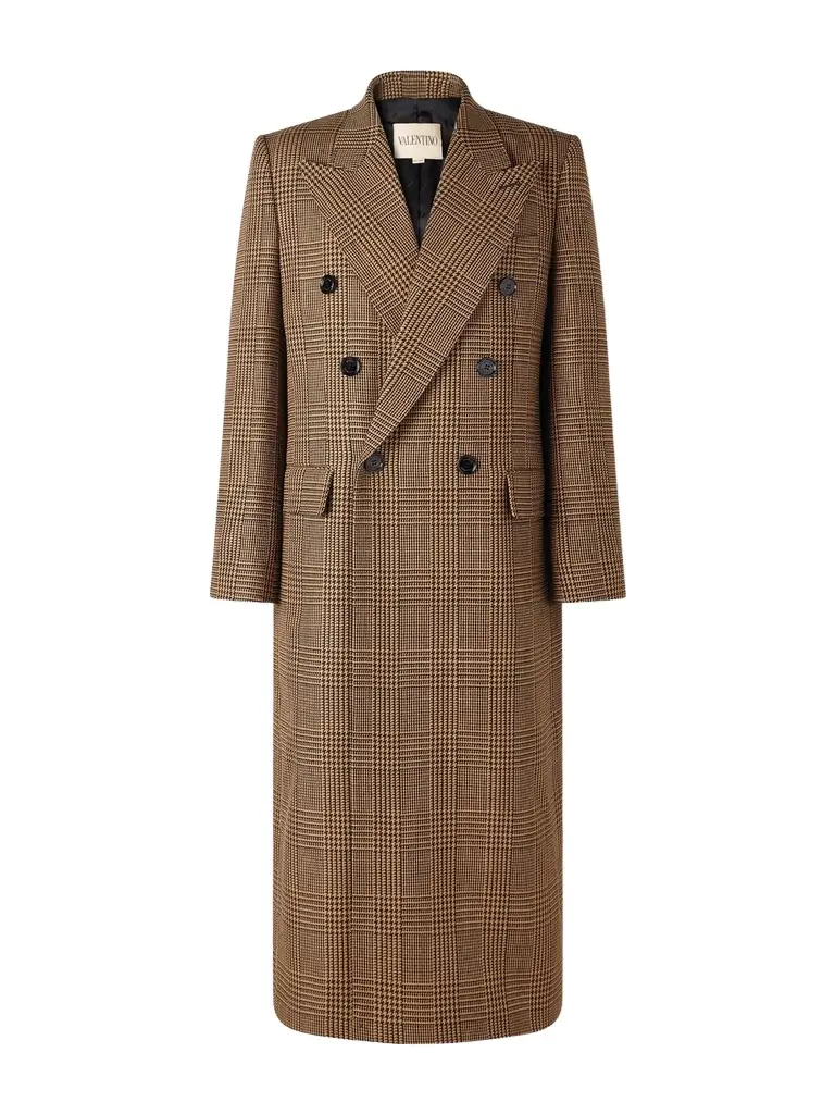 Valentino Garavani Double-Breasted Prince of Wales Checked Virgin Wool Coat - Men