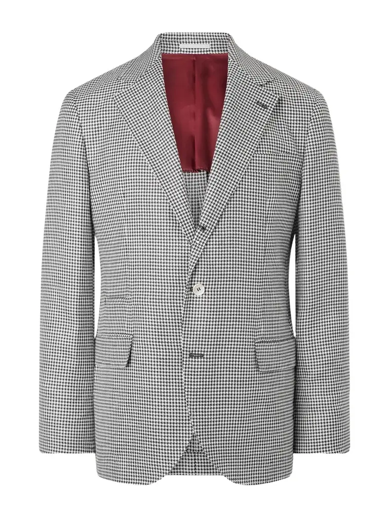 Brunello Cucinelli Houndstooth Wool, Linen and Silk-Blend Blazer - Men