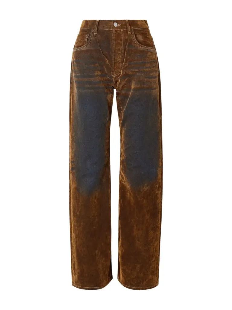 Acne Studios Suede-effect Mid-rise Wide-leg Jeans