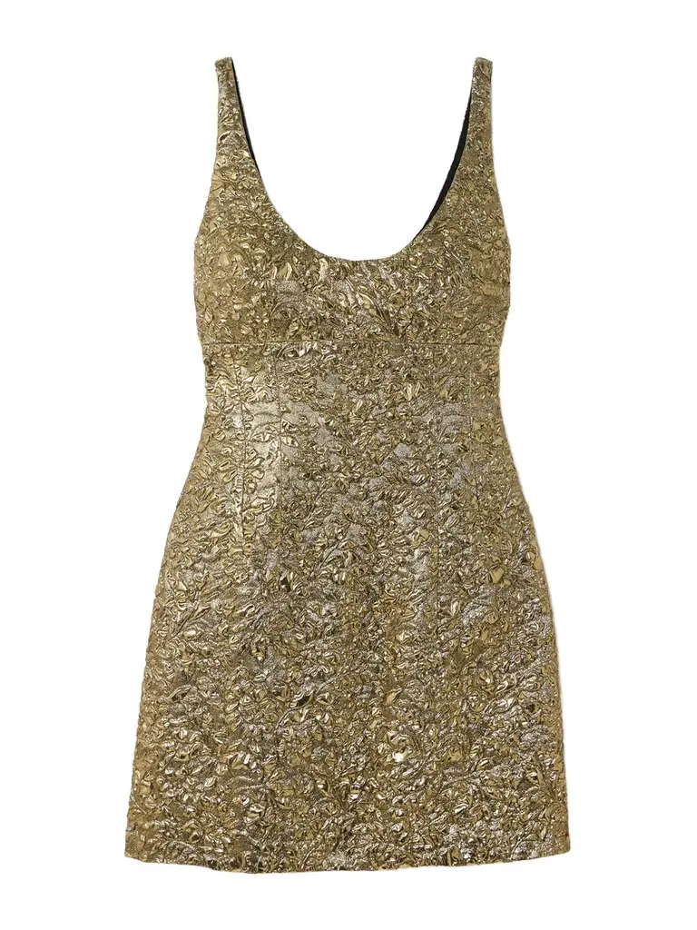 Emilia Wickstead Einna Floral Metallic Cloqué Mini Dress