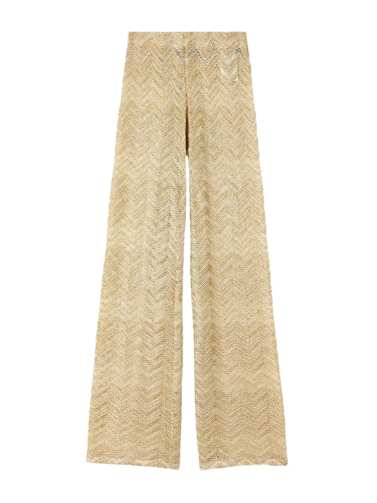 Missoni Metallic Crochet-knit Wide-leg Pants