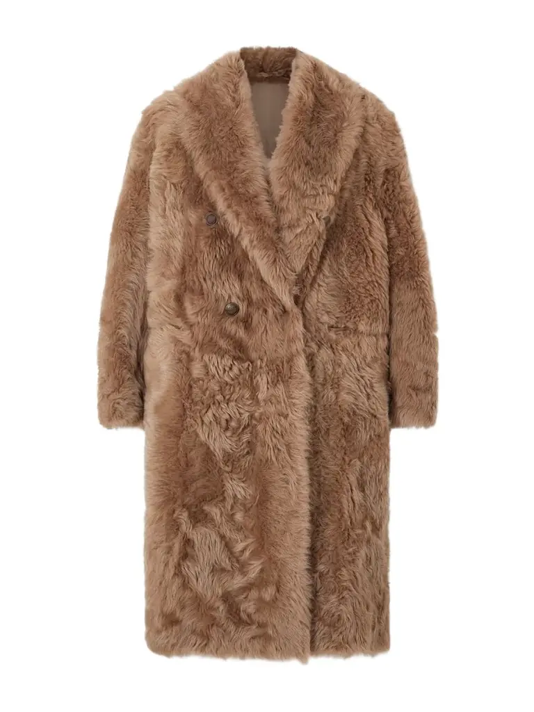 Brunello Cucinelli Oversized Shearling Double-breasted Coat
