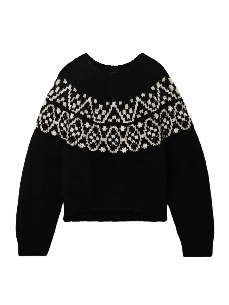 Nili Lotan Chrissy Fair Isle Jacquard-knit Cashmere And Silk-blend Sweater