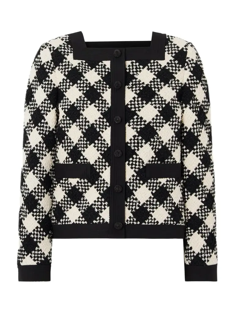 Valentino Garavani Damier Checked Bouclé-tweed Jacket