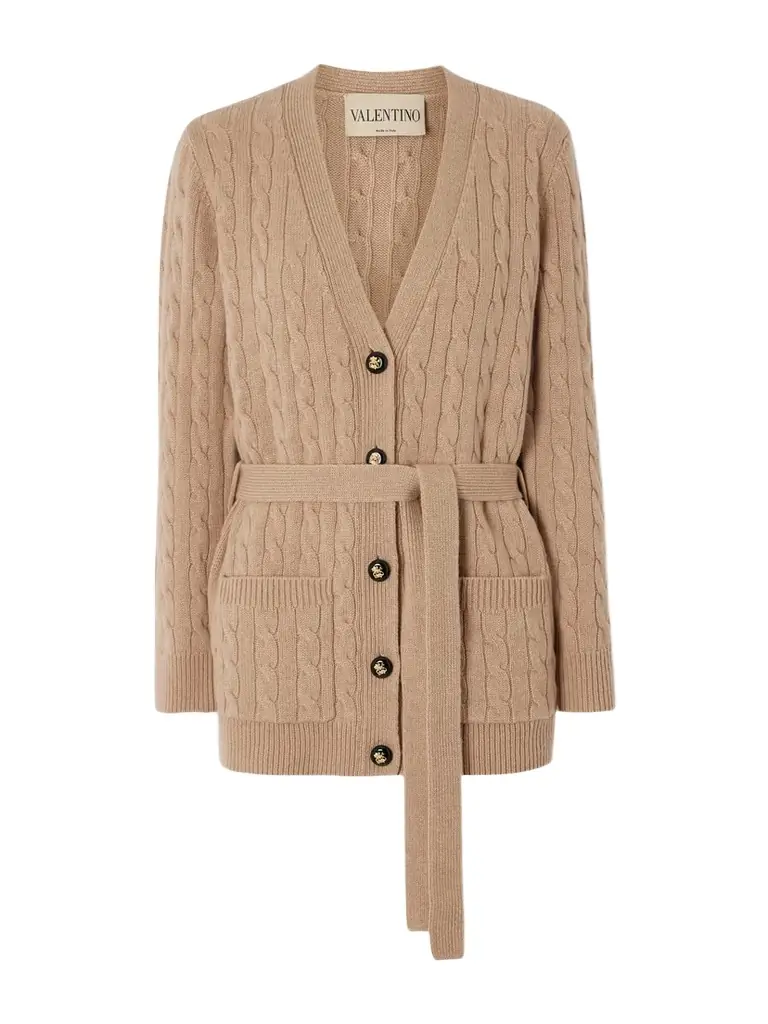 Valentino Garavani Cable-knit Cashmere Cardigan