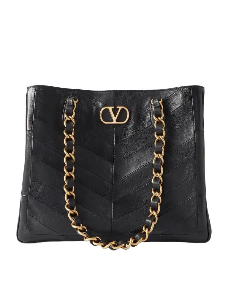 Valentino Garavani Jean Chain-detailed Paneled Leather Tote