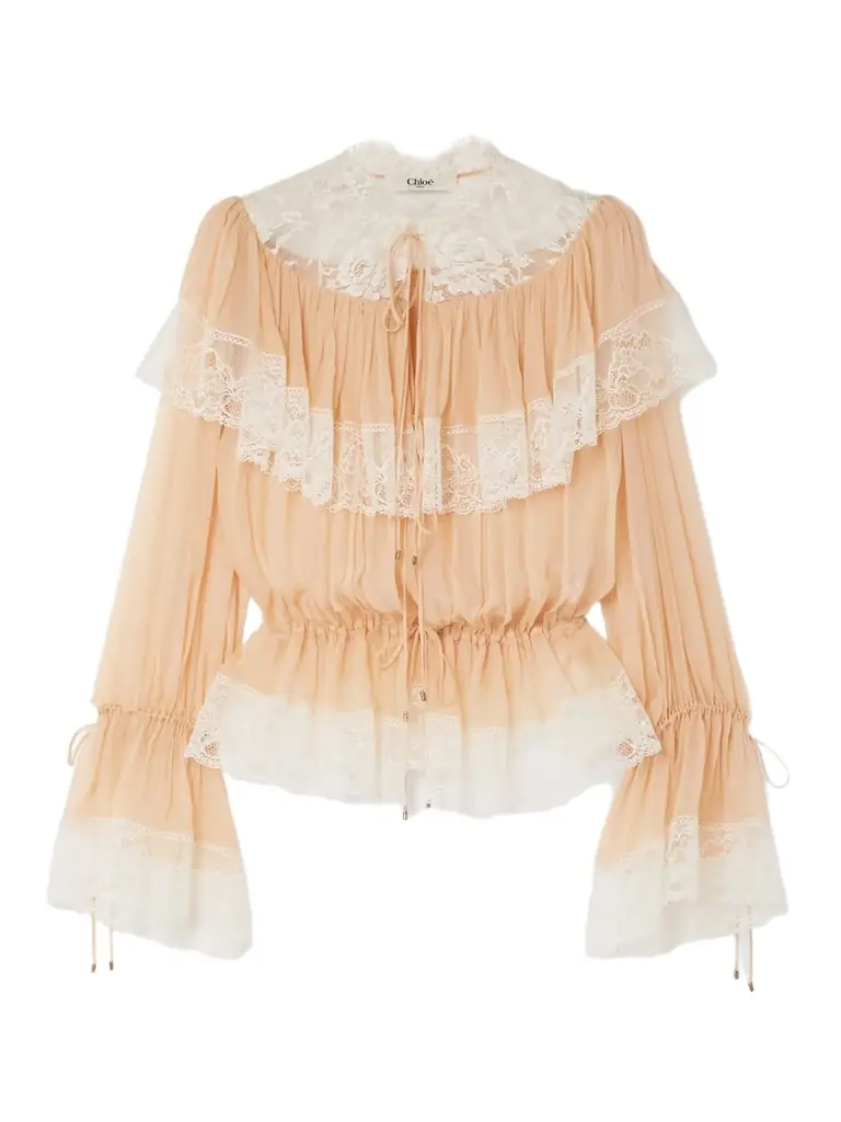 Chloé Tiered Organic Silk-mousseline Blouse