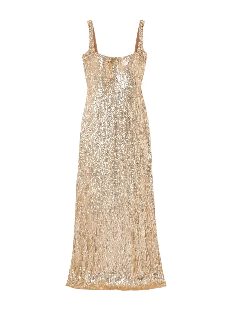Jenny Packham Lettie Crystal-embellished Sequined Tulle Gown