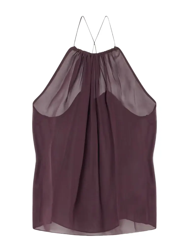 Veronica de Piante Greta Gathered Silk-chiffon Top