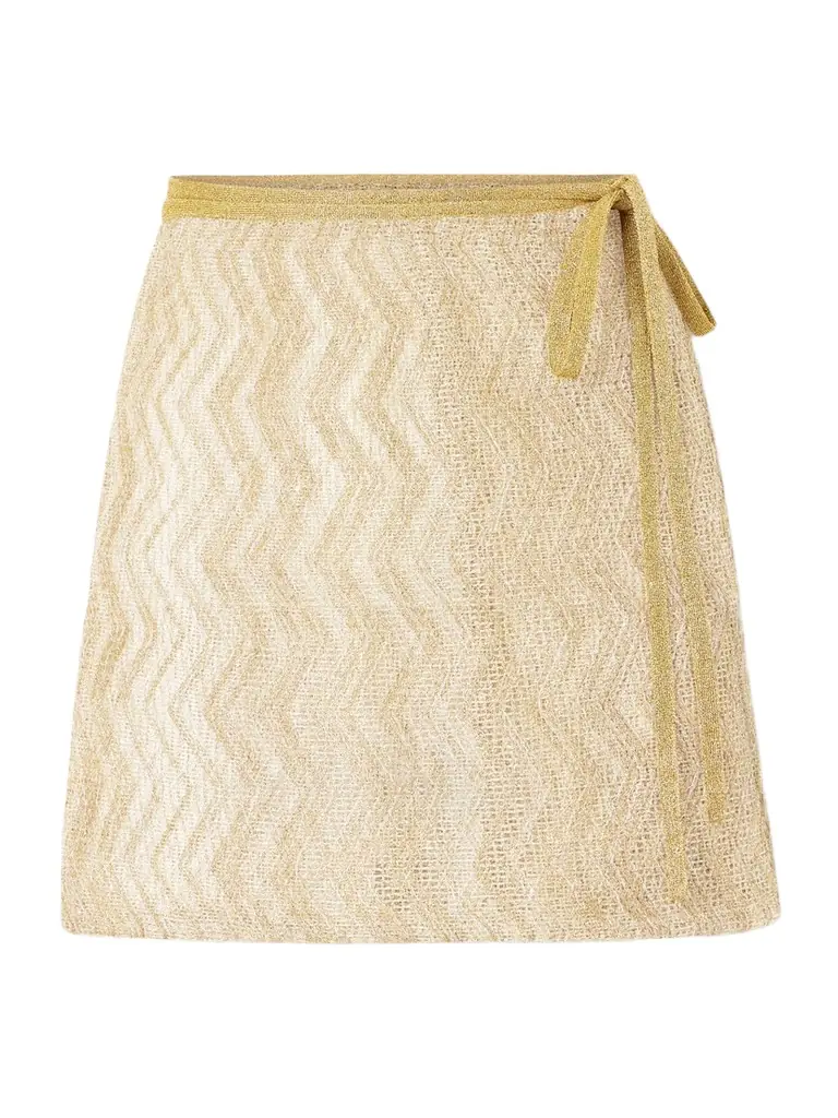 Missoni Mare Sequin-embellished Metallic Crochet-knit Mini Wrap Skirt