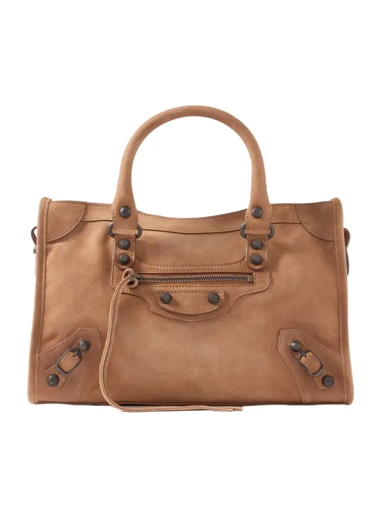 Balenciaga Le City Small Embellished Suede Tote