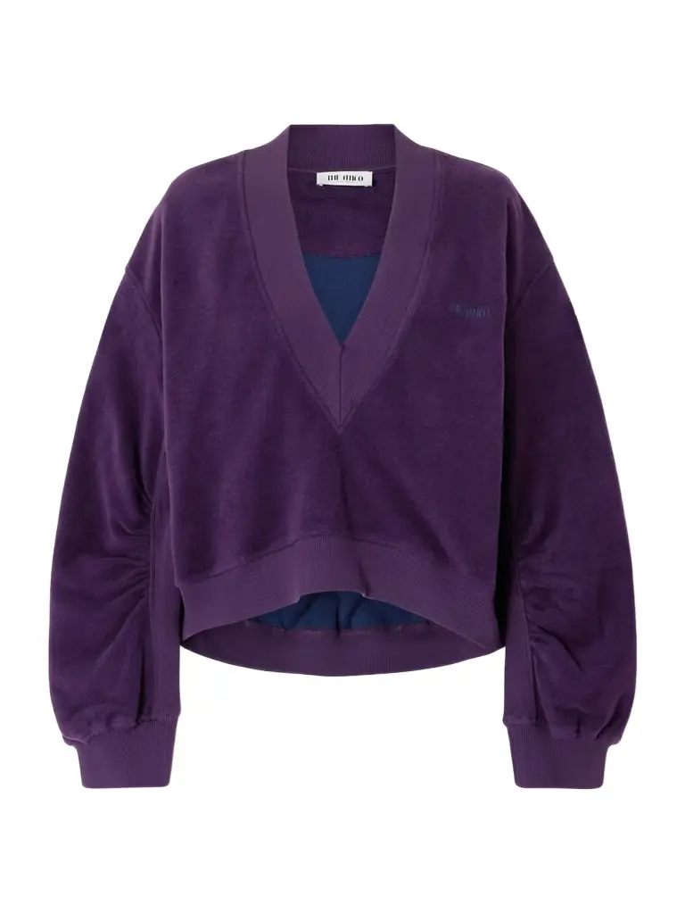 The Attico Embroidered Cotton-blend Velour Sweatshirt
