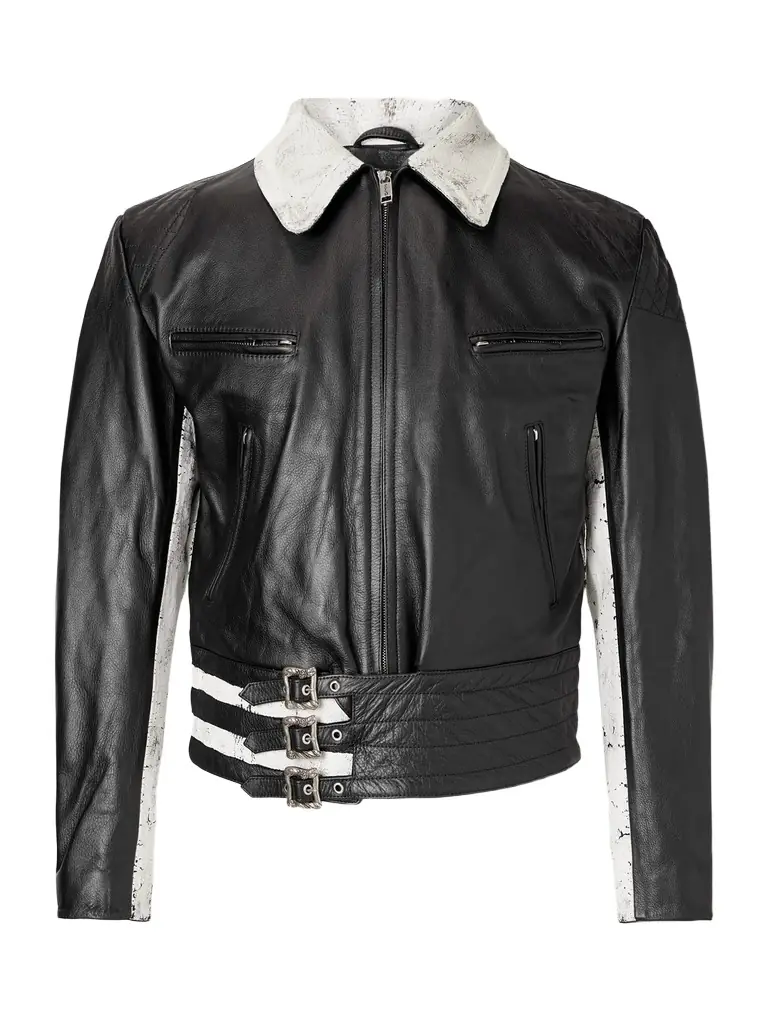 Enfants Riches Déprimés Dog In Restraint Buckled Painted Leather Jacket - Men