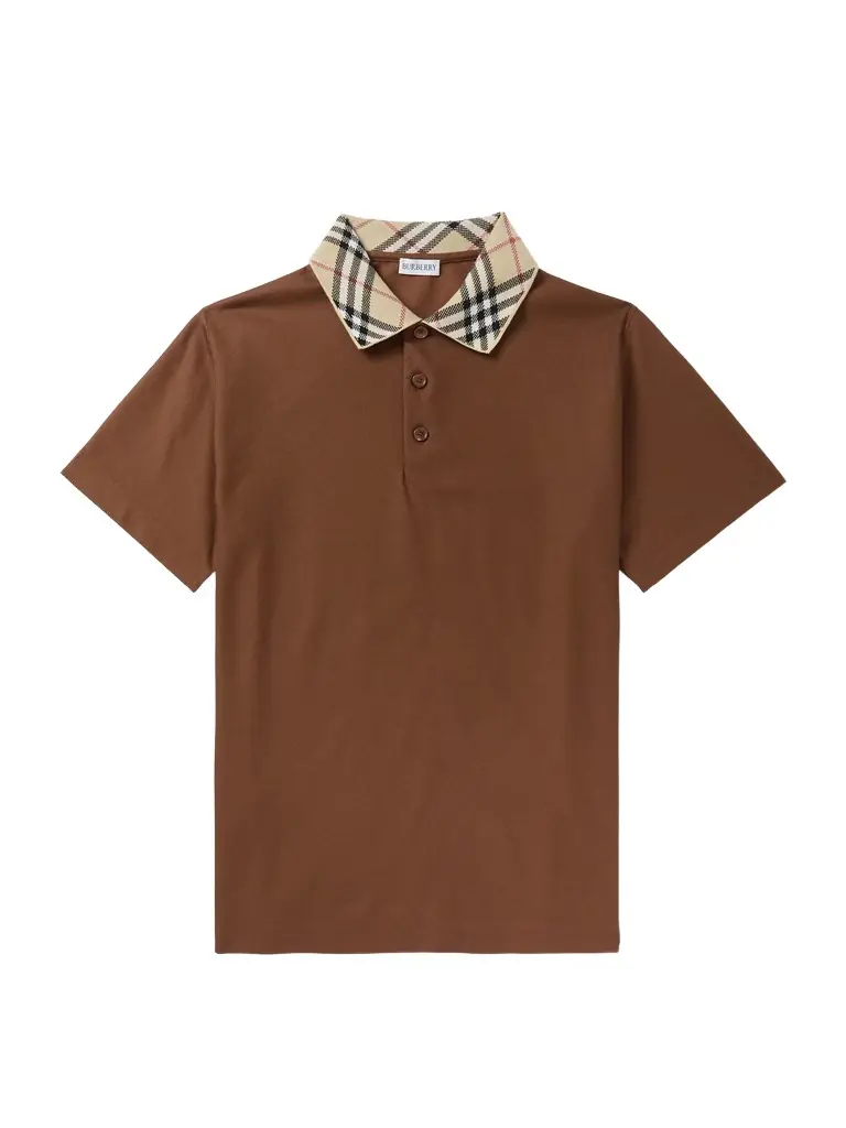 Burberry Evan Check Collar Cotton-Piqué Polo Shirt - Men
