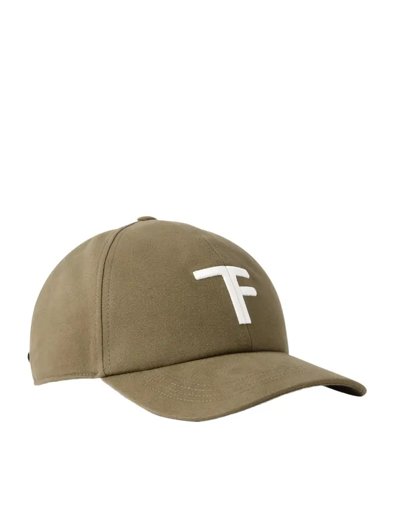 Tom Ford Logo-Embroidered Leather-Trimmed Cotton-Twill Baseball Cap - Men