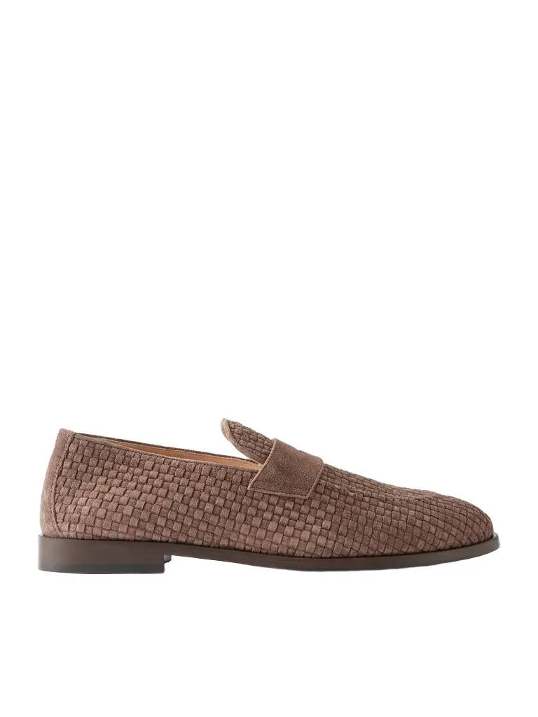 Brunello Cucinelli Woven Suede Penny Loafers - Men