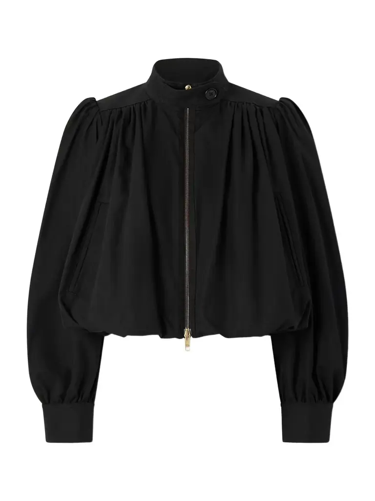 Chloé Cropped Gathered Cotton-canvas Jacket