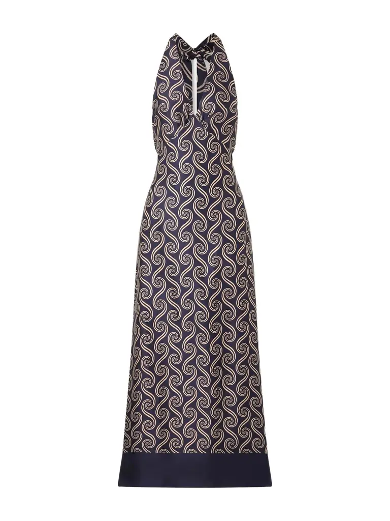 Faithfull Elidia Printed Satin Halterneck Maxi Dress