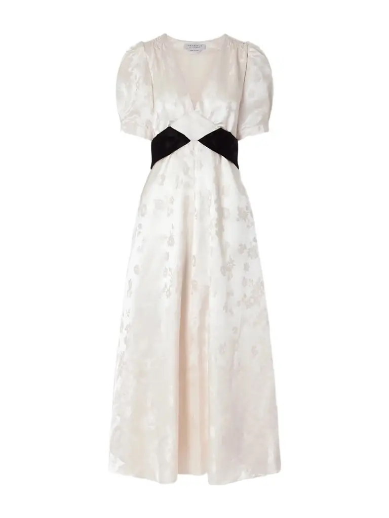 Gabriela Hearst Larkin Belted Floral-jacquard Silk-satin Maxi Dress