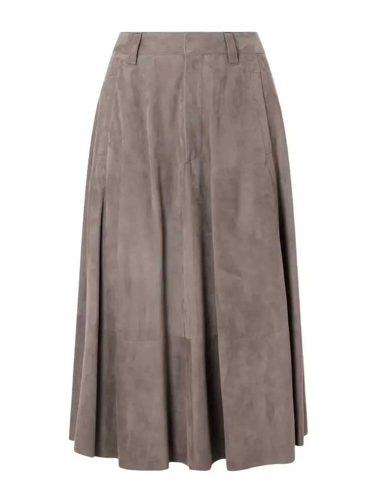 Brunello Cucinelli Flared Suede Midi Skirt