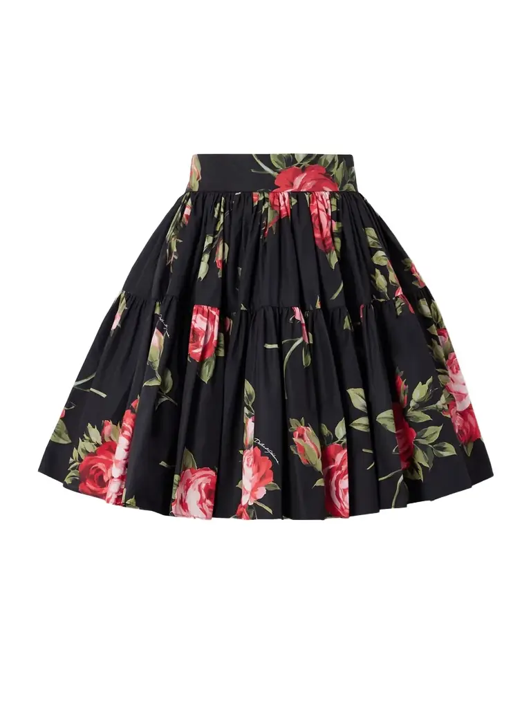 Dolce & Gabbana Tiered Floral-print Cotton-poplin Mini Skirt