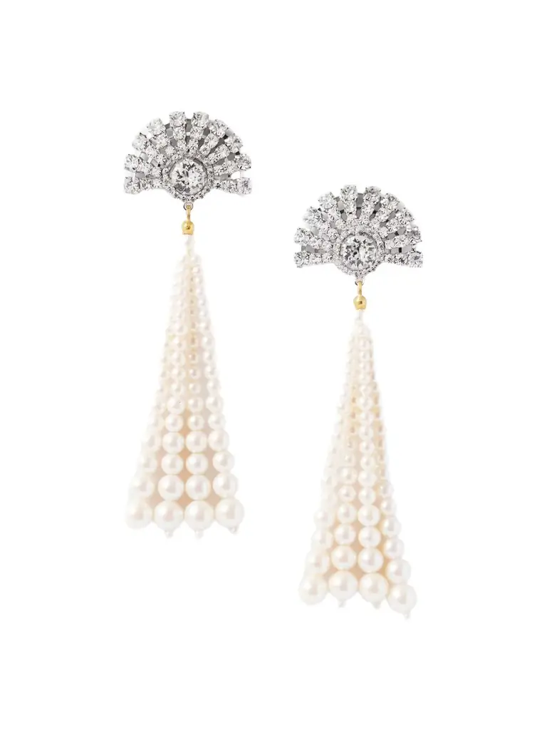 Jennifer Behr Winifred Rhodium-plated, Crystal And Pearl-like Earrings
