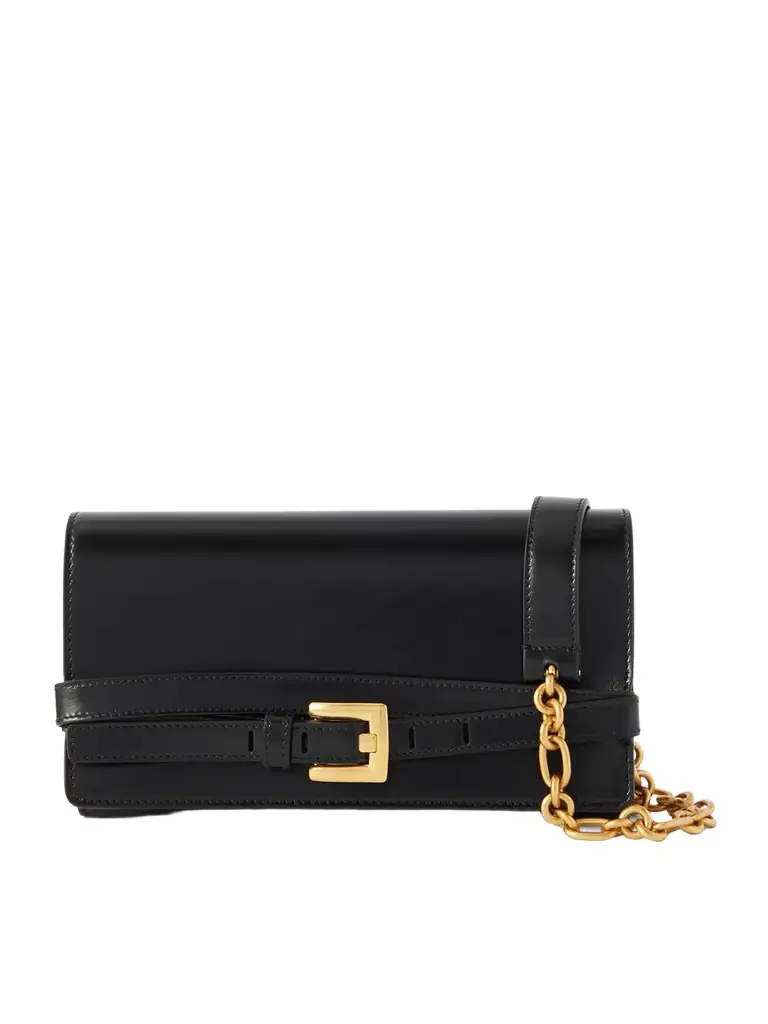 Balmain Shuffle Buckled Leather Shoulder Bag