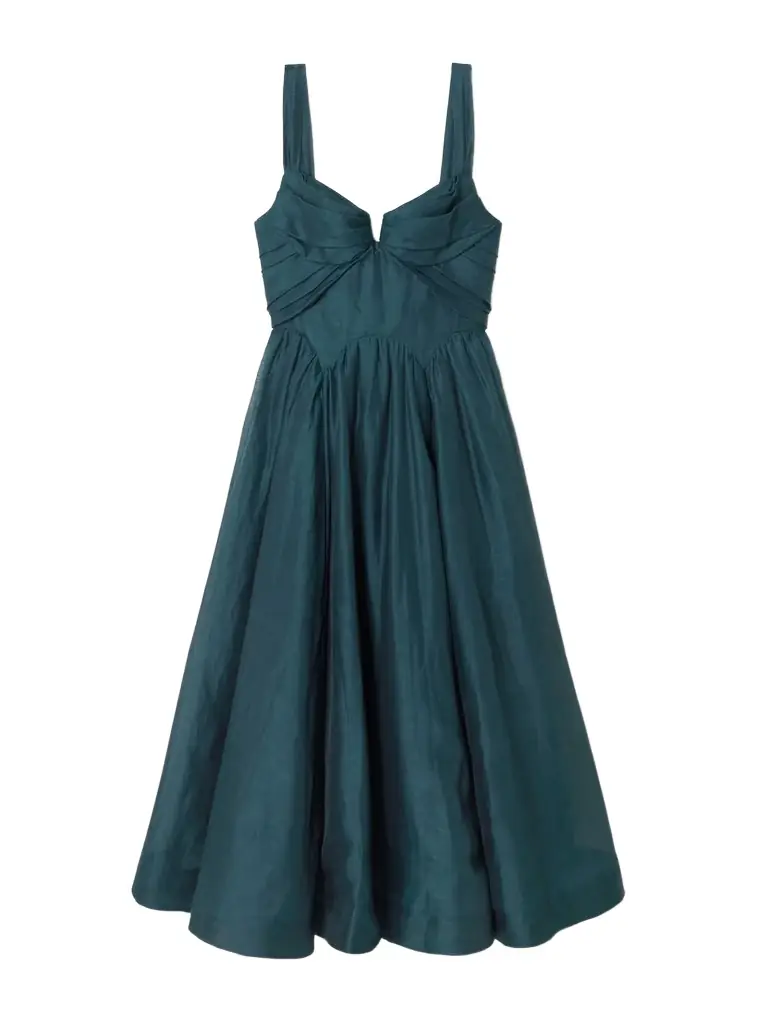 Zimmermann Rebellion Linen And Silk-blend Bustier Midi Dress