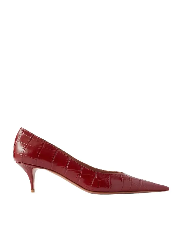 Amina Muaddi Barbara Croc-effect Leather Pumps