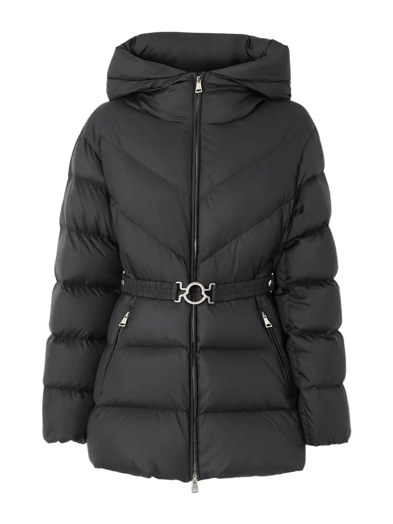 Moncler Brosse Belted Hooded Appliquéd Quilted Shell Down Jacket