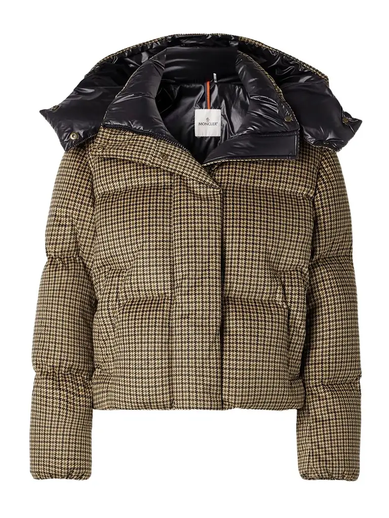 Moncler Quierzy Hooded Houndstooth Twill Down Jacket