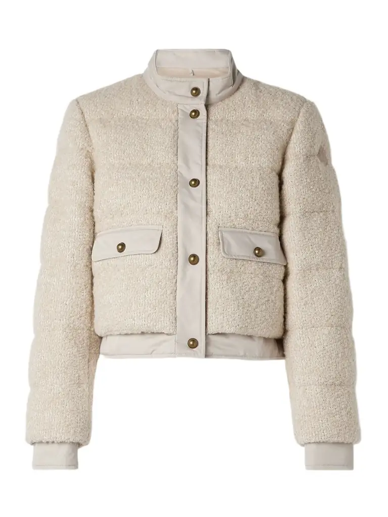 Moncler Blandy Cropped Shell-trimmed Bouclé Down Jacket