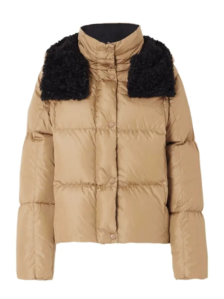 Moncler Castelnou Appliquéd Hooded Fleece-trimmed Shell Down Jacket