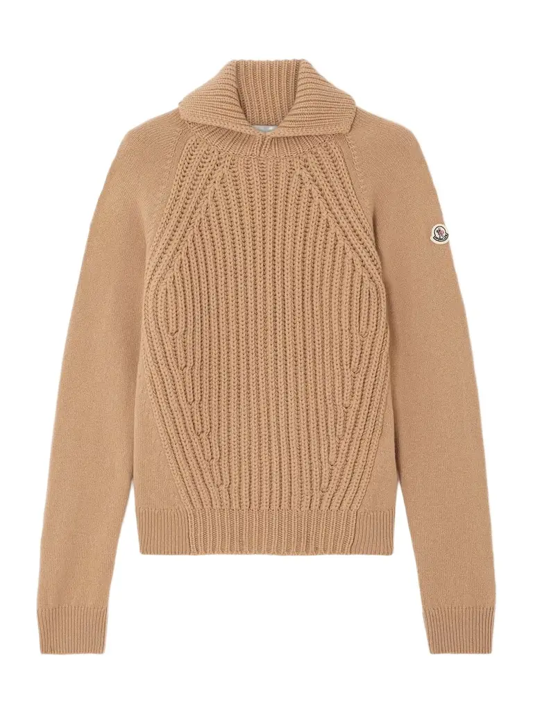 Moncler Ribbed Wool And Cashmere-blend Polo Sweater